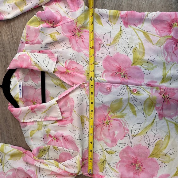 Vtg‎ Blair Womens XL Floral Print Button Down Pink Green Coquette Cottage Boho - Picture 3 of 4